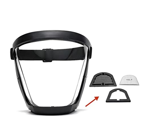 Super Protective Face Shield Anti-Fog Full Face Safety Shield Unisex All-Inclusive Face Protection with Detachable Flter (Black)