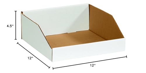Box USA BBINMT121214 Open Top Bin Boxes, 12" x 12" x 4 1/2", Oyster White (Pack of 50) - color: White, size: 12" x 12" x 4 1/2"