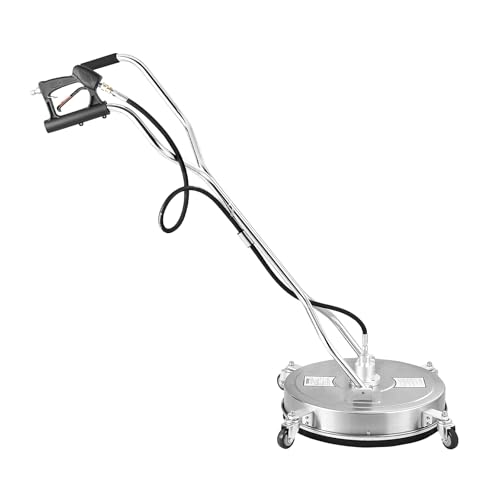 VEVOR 20 Inch Pressure Washer Surface Cleaner, 4000 PSI Stainless Steel Attachment with 4 Wheels, 2 Nozzles, 3/8 Inch Quick Connect and Dual Handle for Concrete, Patio, Sidewalk - size: 20 Inch w/ Handle & Wheels
