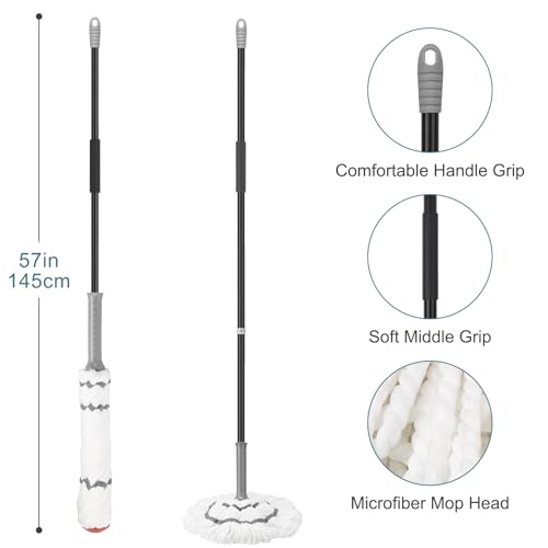 KeFanta Self-Wringing Twist Mop for Floor Cleaning with 57 " Long Handle - color: Gray&white (1 Handle & 1 Mop Head)