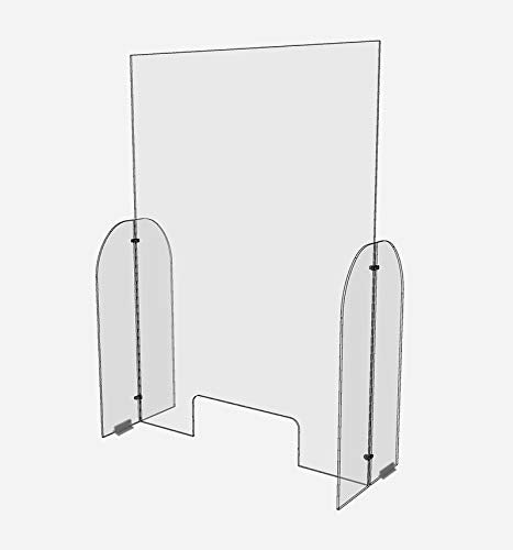 30" x 42" Acrylic Shield Plexiglass Single Panel Sneeze Guard Barrier w/Cutout for Counters, Tables, Checkouts, or Desks - Shields and Protects from Coughing and Sneezing - Made in USA