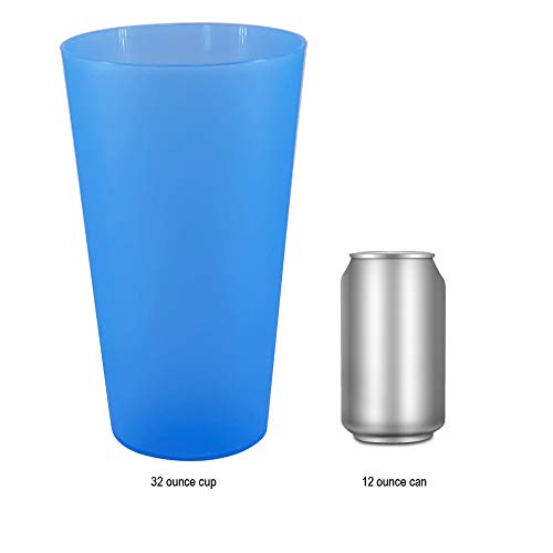 32oz Plastic Cups Reusable set of 12, Large Plastic Tumbler Coastal - color: Coastal Colors