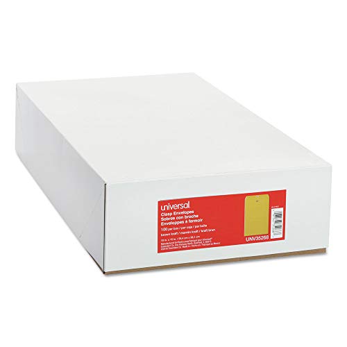 Universal Center-Seam Envelopes with Clasp Closure, 28 Lb, 98, 10" x 15", Brown Kraft, Box of 100
