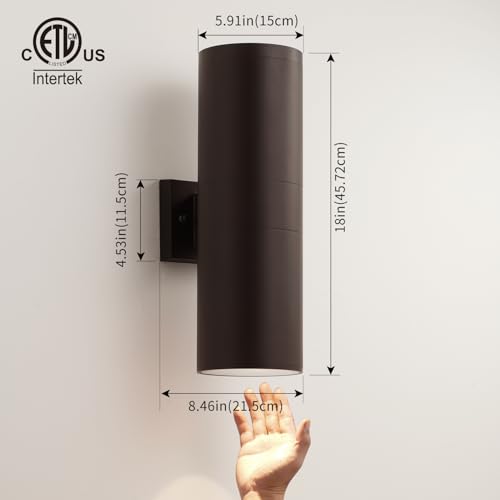 mirrea 18" Modern Outdoor Porch Light 2 Lights, Oil Rubbed Bronze, 2 Pack - color: Oil-Rubbed Bronze, size: 18-inch