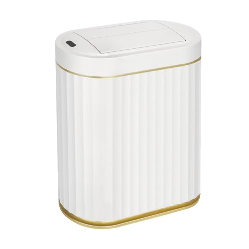ELPHECO Motion Sensor Bathroom Trash Can with Lid 2 Gal Automatic Trash Can - color: White Gold