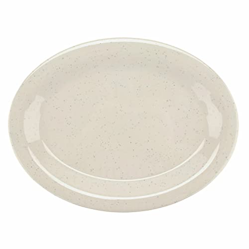 GET 12" x 9" Oval Melamine Dinner Plate (Set of 12) - color: Ironstone, size: 12" x 9"