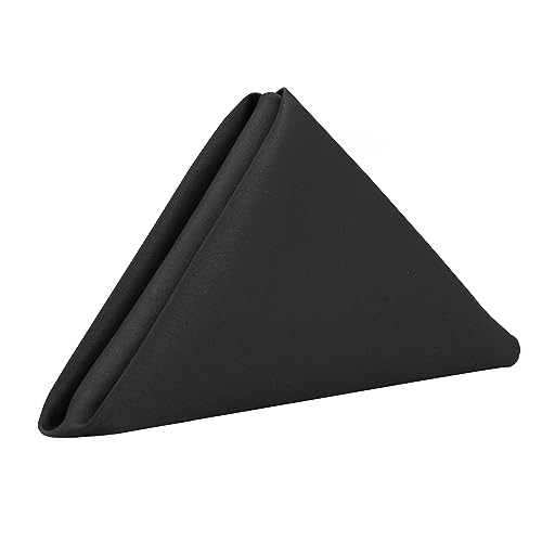 YOUR CHAIR COVERS - 10 Pack 20 Inch L'Amour Satin Napkins Black, Oversized, Double Folded and Hemmed Table Napkins for Restaurant, Bistro, Wedding, Thanksgiving and Christmas - color: Black