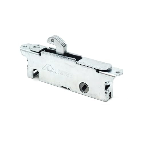 FASCO Patio Sliding Door Mortise Lock Replacement - Heavy Duty - 45 Degree Keyway - 3-11/16"" Screw Holes - Made in Canada, Silver, 15410-F