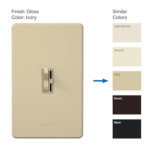 Lutron Toggler LED+ Dimmer Switch for Dimmable LED, Halogen and Incandescent Bulbs, 150 Watt, Single-Pole or 3-Way, TGCL-153PH-IV, Ivory - color: Ivory, size: 1 Pack