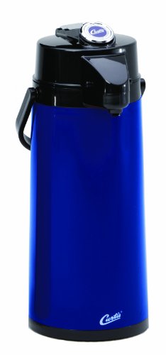 Wilbur Curtis Thermal Dispenser Air Pot, 2.2L Blue Body Glass Liner Lever Pump - Commercial Airpot Pourpot Beverage Dispenser - TLXA2204G000 (Each) - color: Blue