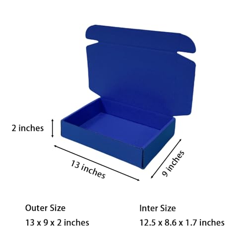 30 Pack 13x9x2 in Industrial Blue Shipping Boxes - color: Industrial Blue, size: 13x9x2 in