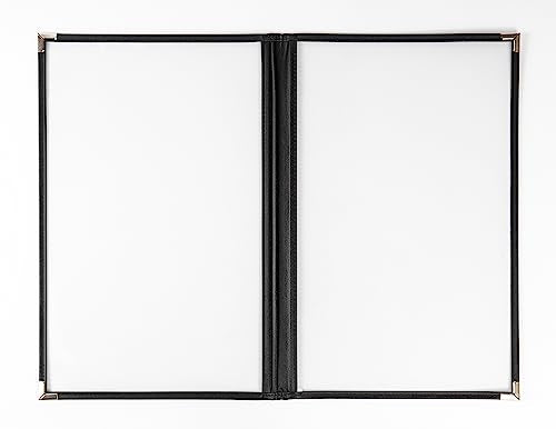 Menu Covers, Double Pages, 8.5" x 14" Legal Size, Black, Pack of 6