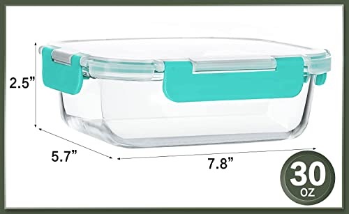 KOMUEE 10 Packs 30 oz Glass Meal Prep Containers with Lids, Green - color: Green