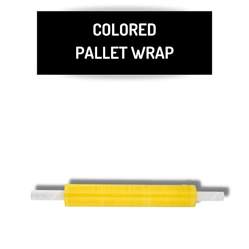 PSBM 1 Roll Yellow Stretch Film/Wrap with Handles 20 Inch x 1000 Feet 80 Gauge, Heavy Duty Industrial Strength Shrink Plastic Wrap for Moving, Packing, Shipping, Pallet Wrapping & Storage - size: 1 Roll, style: Yellow