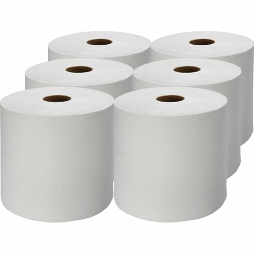 Genuine Joe Hardwound Roll Towels, White, 7.9" x 1000', 6 Count - color: White, size: 7.9" x 1000' (Pack of 6)