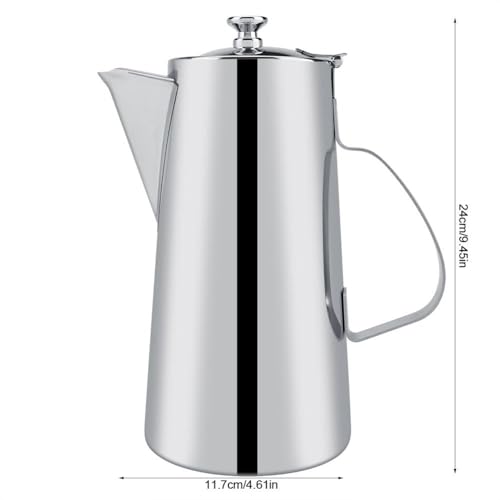 2L Capacity Stainless Steel Teapot with Ergonomic Handle Short Nozzle Pitcher Water Kettle for Home, Restaurant, Coffee(short nozzle) - style: short nozzle