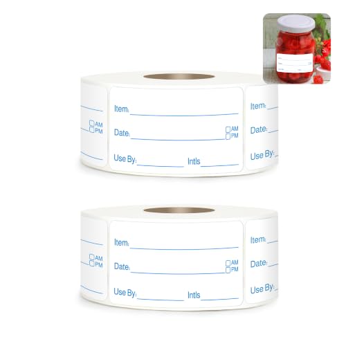 2 Rolls 1000 Pcs 1 inch X 2 inch Restaurant Quality Shelf Life Food Rotation Labels, Self-Adhesive Removable for Reusable Containers, Food Safety Date Sticker, Leftover Labels (Doukle-Blue) - style: Doukle-Blue