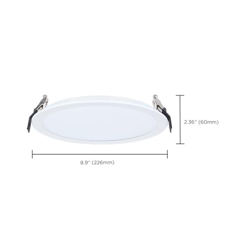 Satco 20W 8-Inch LED Downlight CCT Selectable 2700K–5000K 2000 Lumens Dual Dimming 120–277V Flat Face Round White IC Air Tight Energy Star Wet Rated S11847