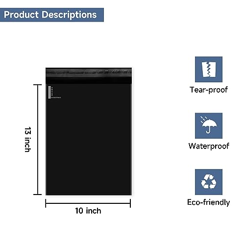 KKBESTPACK Large Poly Mailers 10x13 Shipping Bags for Small Business – Self Sealing Package Envelopes (10 x 13,Black),100 Count (Pack of 10) - color: Black, size: 10" x 13" 100 pcs (Pack of 10)