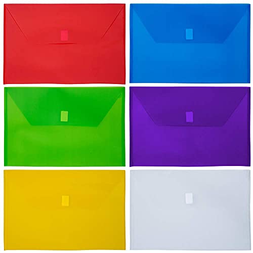 JAM PAPER Plastic Envelopes with Hook & Loop Closure - Legal Booklet - 9 3/4 x 14 1/2 - Assorted Colors - 6/Pack - color: Assorted, size: Legal - Pack of 6