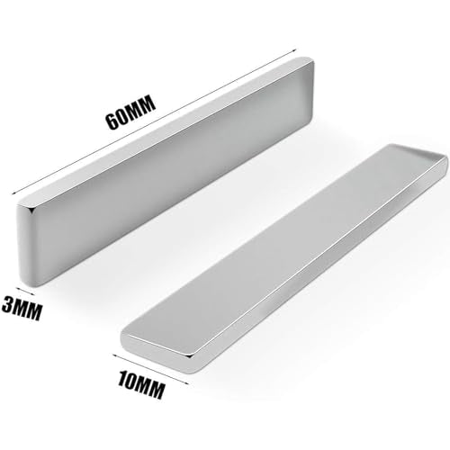 6 Pack Neodymium Magnets 60x10x3mm N30 Strong Rare Earth Magnets with Adhesive Backing, Heavy Duty Bar Magnets for Refrigerator, Crafts, and DIY Projects Silver 60x10x3mm - size: 60x10x3 mm