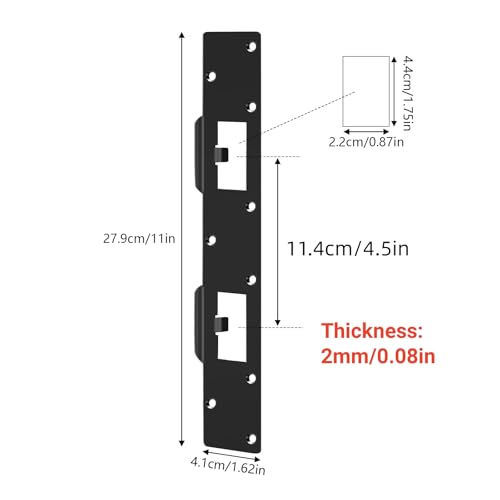 Double Holes Latch Reinforcement Plate Heavy Duty Security Latch Plate Security Striker Plates for Exterior Interior Door Deadbolt Fix Door Frame for 4.5 inch Hole Center (Black-2Pcs) - color: Black-2Pcs