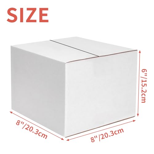 25-Pack Shipping Boxes 8x8x6 Inches, White - color: White, size: 8x8x6-25-Pack