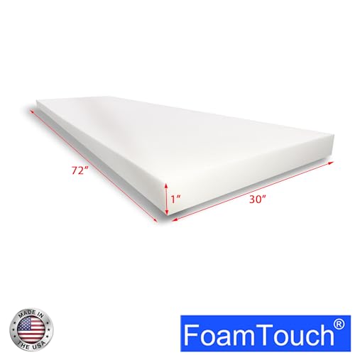 FoamTouch 2 pack of Upholstery Foam Cushion High Density 1'' Height x 30'' Width x 72'' Length - size: 1" x 30" x 72" (2PACK)