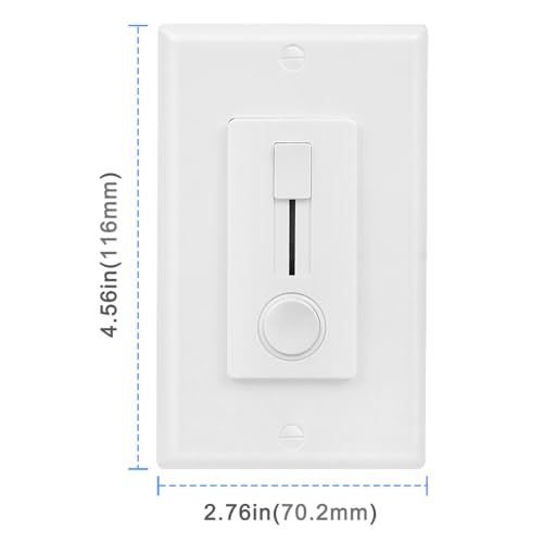 12-24V DC Dimmer Switch for LED Strip Lights - Vertical Slider Wall Mount Control, Single Color, Can NOT Be Used with 120V, Wall Plate Included (1 Pack, White)