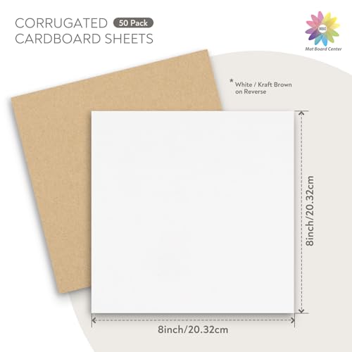 Mat Board Center, 50 Pack 8x8 Inch Corrugated Cardboard Sheets - color: 50 Pack, size: 8x8
