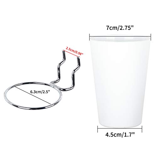Kuhome 6 Sets Pegboard Hooks with Pegboard Cups, Ring Style Pegboard Bins with Rings, Pegboard Cup Holder Accessories for Organizing Storage (White) - color: White