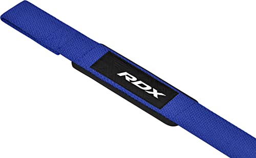 RDX Lifting Straps for Weightlifting –100% Cotton Heavy Duty Gym Wrist Strap with 5MM Neoprene Padding, 60CM Anti-Slip Hand Grip Wraps for Deadlifts Powerlifting Workouts Strength Training, Men Women - color: Blue