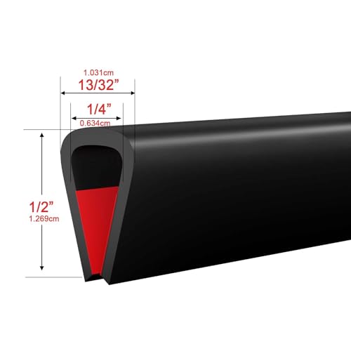 Silicone Edge Trim Self-Adhesive U Channel Silicone Edge Trim Edge Protector for Sheet Metal (Black, Fit 1/4" - L 20') - color: Black, size: Fit 1/4" - L 20'