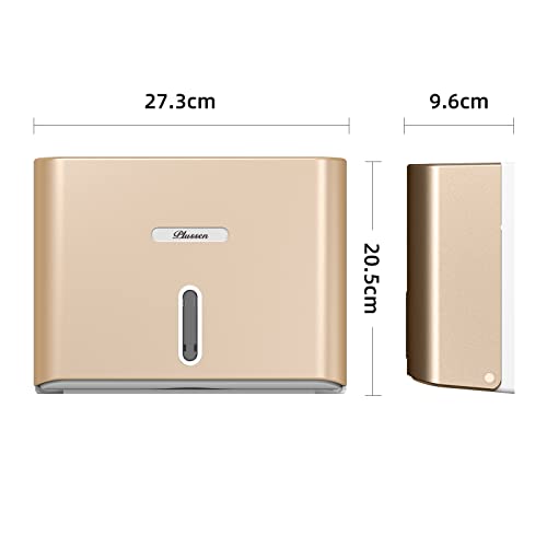 Paper Towel Dispenser Wall Mount, Adhesive No Drilling Multifold Trifold C Fold Commercial Hand Towel Dispenser,Gold - color: Gold