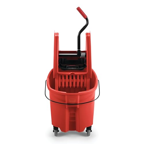 Rubbermaid Commercial Products WaveBrake 35QT Down-Press Mop Bucket, Red
