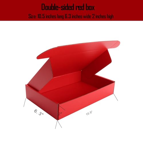 Red Foldable Hard Corrugated Cardboard Mailer Gift Box with Lids - color: Red Large-20PCS, size: Large-L10.5xW6.3xH2 inch
