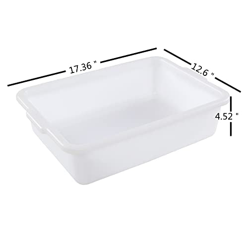 13 Liters Plastic Bus Tray, Commercial Wash Basin Bus Tub Set of 4, White