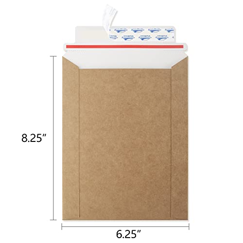 ValBox 6x8 Self Seal Photo Document Mailers 25 Pack Stay Flat Brown Cardboard Envelopes, 6.25 x 8.25 Inches - color: Brown