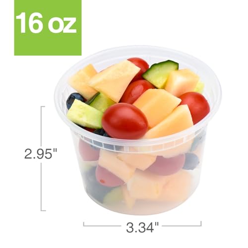 Glotoch Express 16oz Plastic Food Containers with Lids, Airtight and Leakproof Deli Cups, BPA-Free, Microwave/Freezer/Dishwasher Safe, 240 Pack - size: 16 oz - 240 Sets
