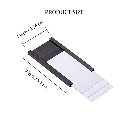 C Channel Magnetic Labels Holders, 100 Pack 1''x2'' for Metal Racks