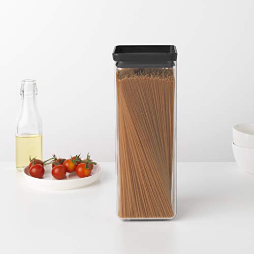 Brabantia Tasty+ Stackable Food Canister (Dark Gray / 0.66 Gal) BPA-Free Space-Saving Durable Jar with Silicone Seal Lid for Freshness (Pack of 2) - color: Dark Gray, size: 2.6 qt (Pack of 2)