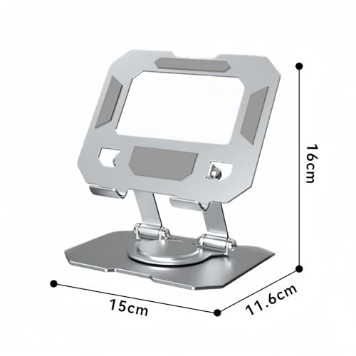 360° Rotatable Metal Tablet Stand, Adjustable Folding Desktop Stand for iPad/iPhone/Switch, Universal Use for Office/Movie/Studying/Drawing/Gaming, Silver - color: Hollow Stand - White