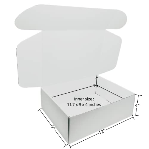Small Corrugated Mailer Boxes 12x9x4 Inches (White,Pack of 5) - size: 12 x 9 x 4 Inch (Pack of 5)