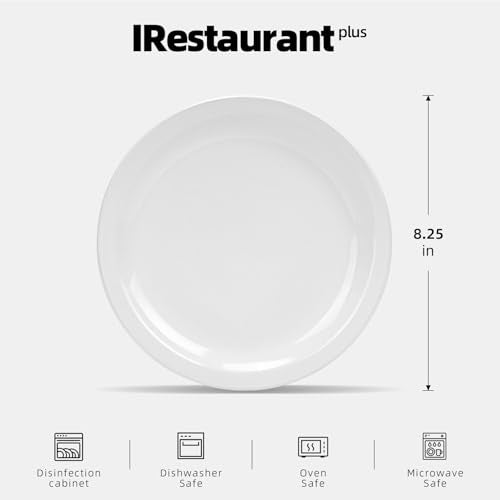 Stoneware Narrow Rim Commercial Grade Dinnerware, Bright White, Plate 8.25, Case of 36 - color: Bright White, size: Plate 8.25