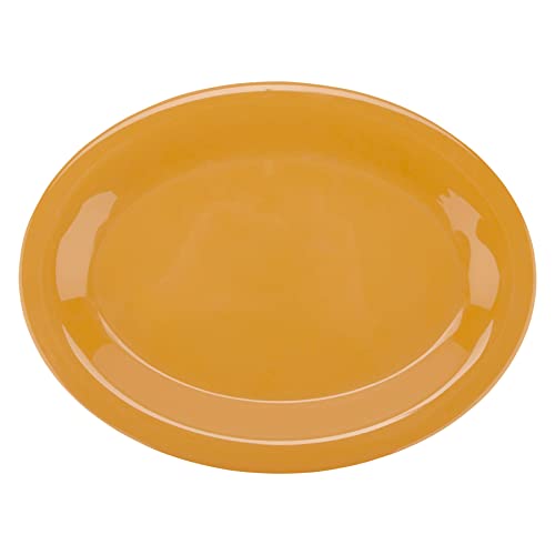 G.E.T. OP-120-TY Melamine Oval Serving Platter / Dinner Plate, 12" x 9", Tropical Yellow (Set of 12) - color: Tropical Yellow, size: 12" x 9"