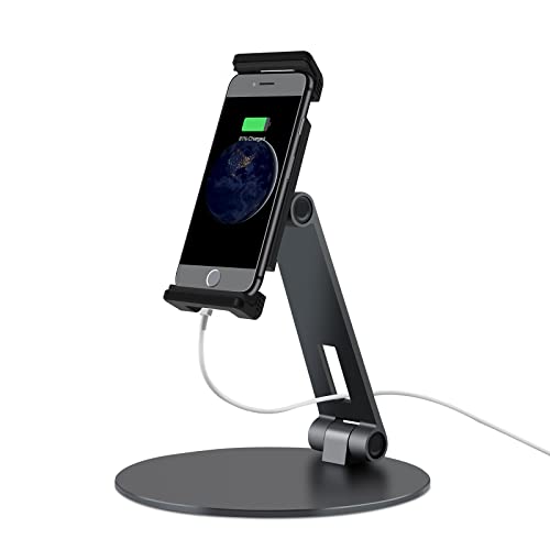 Rotating Tablet Stand,360°Rotatable Retail Kiosk Holder,Aluminum Commercial POS Display Stand for Microsoft Surface,iPad 10,Galaxy Tabs-7''-13''Tablets for Business,Office,Reception Kitchen,Home-Black