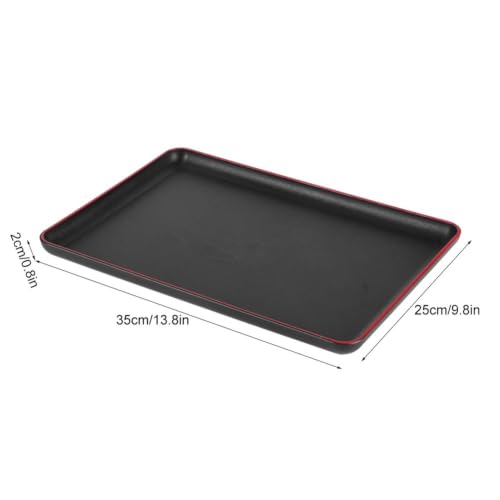 Limen Wood Grain Rectangular Acrylic Serving Tray, Non-Slip Base Rounded Edges Food Carry Platter for Home, Hotel, Restaurant(35 * 25cm/13.8 x 9.8in) - size: 13.8" x 9.8" x 0.8"