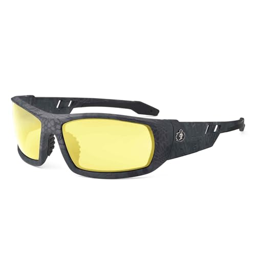 Ergodyne Skullerz ODIN Safety Glasses Sunglasses, Impact Resistant Z87.1+ - color: Kryptek Typhon Frame, Yellow Lens