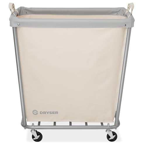 Dryser Large Commercial Heavy-Duty Rolling Laundry Hamper, Steel Frame Cart on Wheels with Removable Canvas Bin for Hotel or Home - White - color: White, size: Large