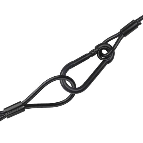 Lighting Safety Cable with Loops(6-Pack), 25kg Load Stage Light Safety Cable Black Security Chain Hanging on Trusses, Stainless Steel Lanyard(Diameter 2mm/0.08in, Length 30cm/11.82in)